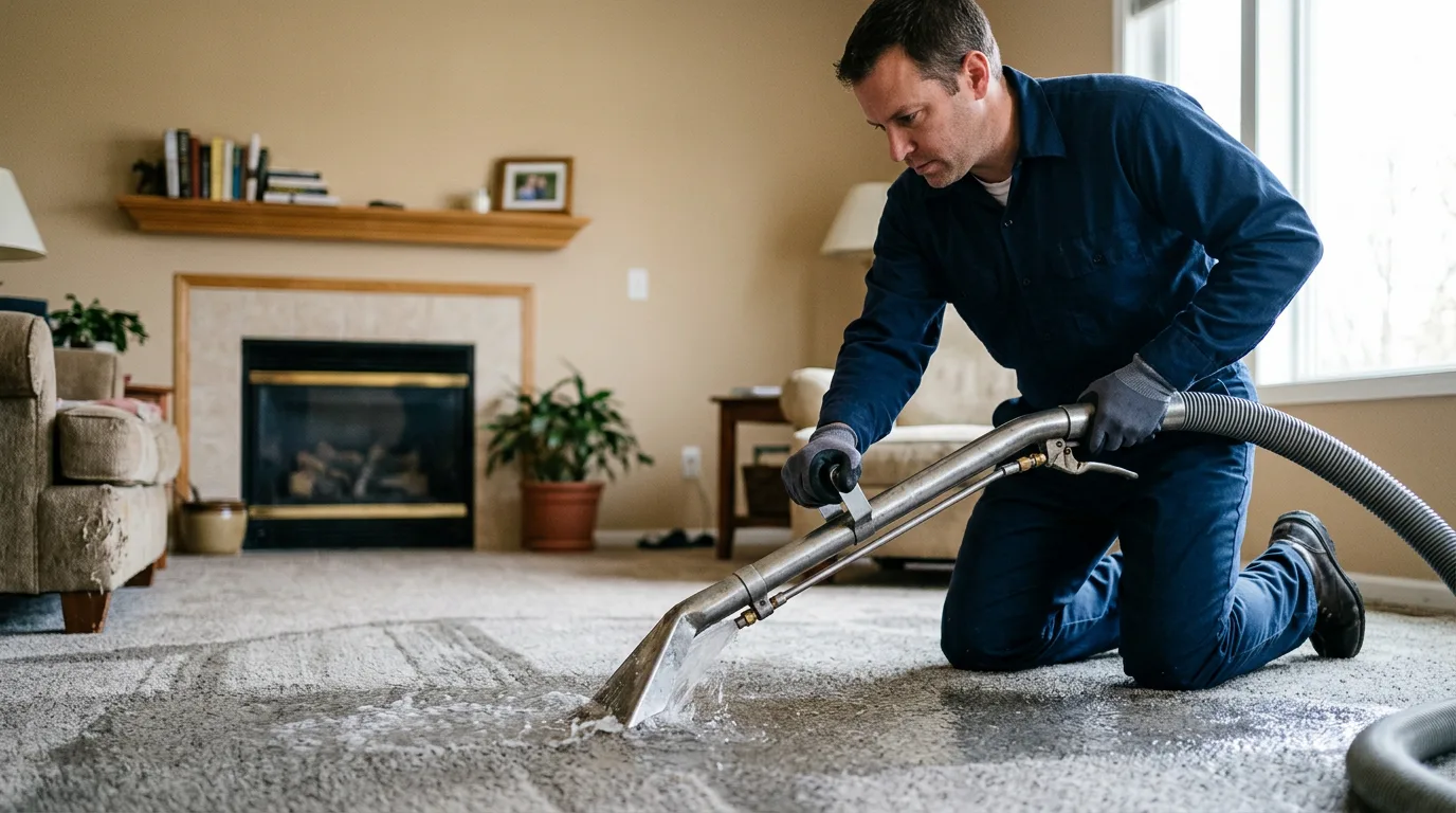 Water damage restoration technician working near La Porte, TX